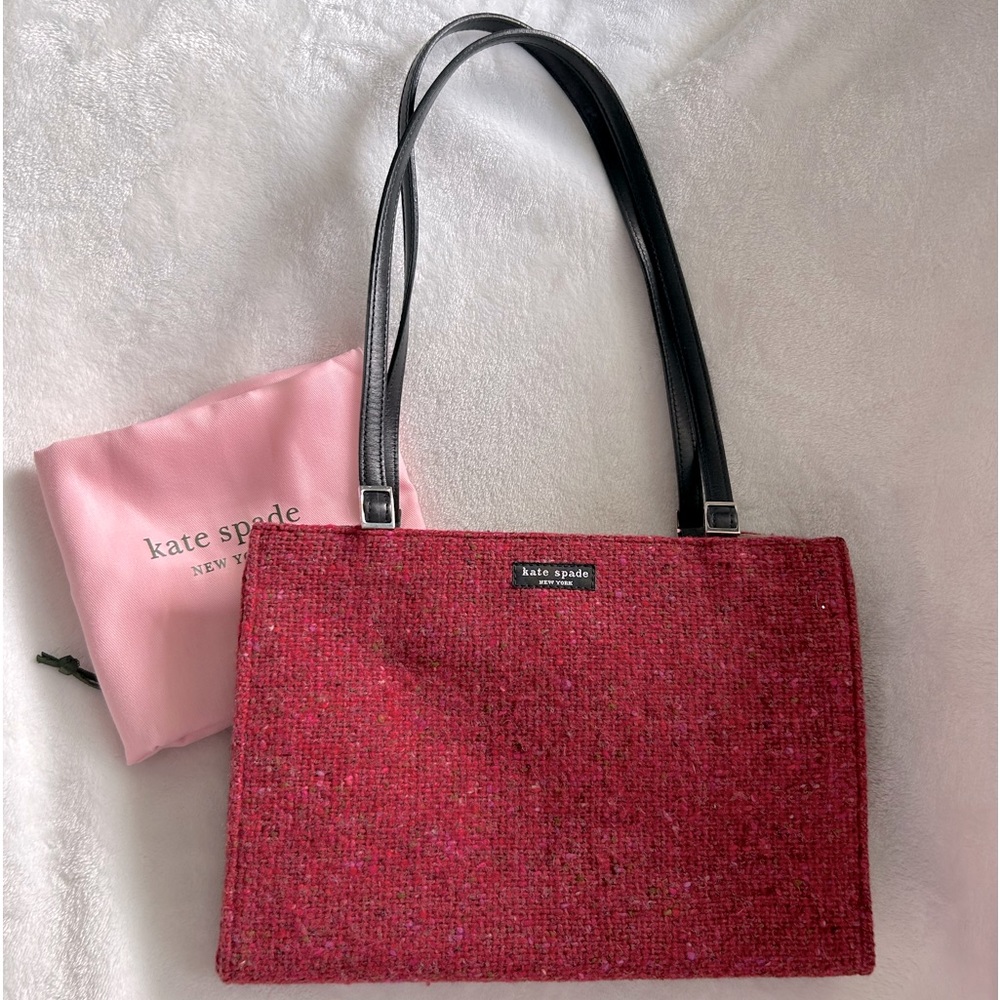 EUC Kate Spade vintage red tweed shoulder bag w/ dust bag ❤️